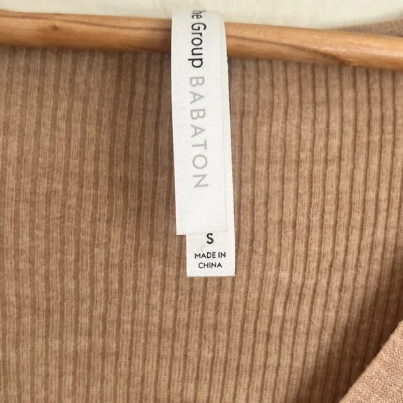 Babaton Ribbed V-Neck Tie-Waist Long Sleeve Dress - Beige - Picture 9 of 11